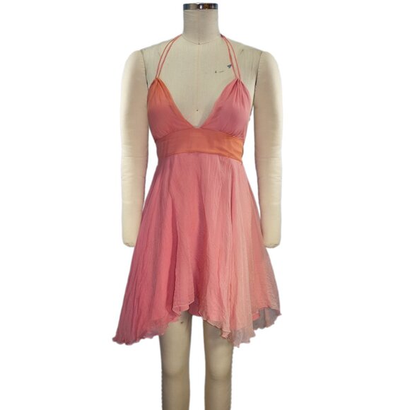 Julia Silk Pink Ombre Halter Mini Dress - Small - Picture 2 of 10
